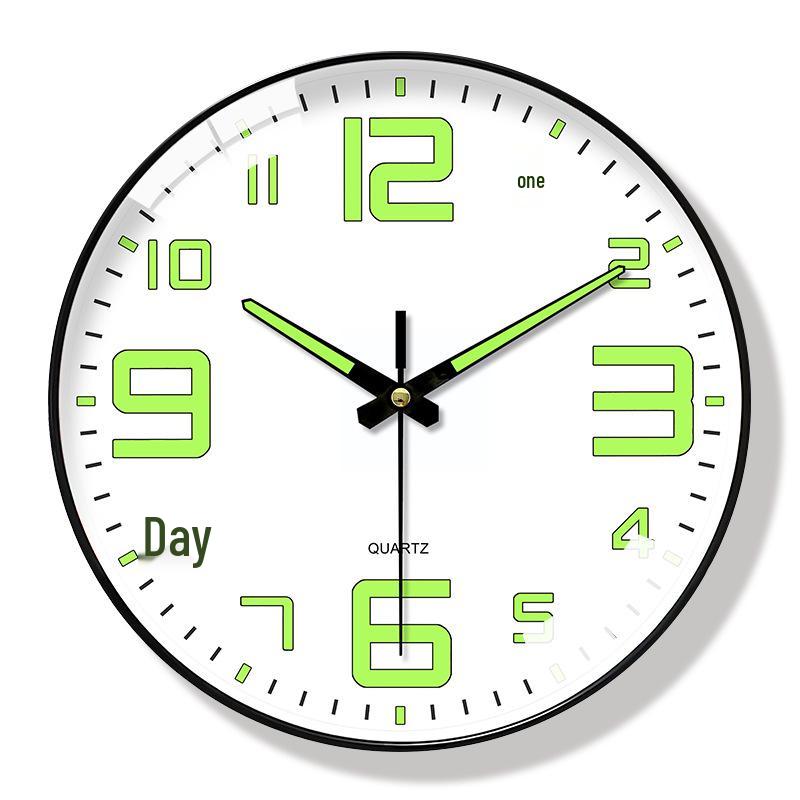 12-Inch Silent Luminous Wall Clock - Creative Fluorescent Bedroom Décor