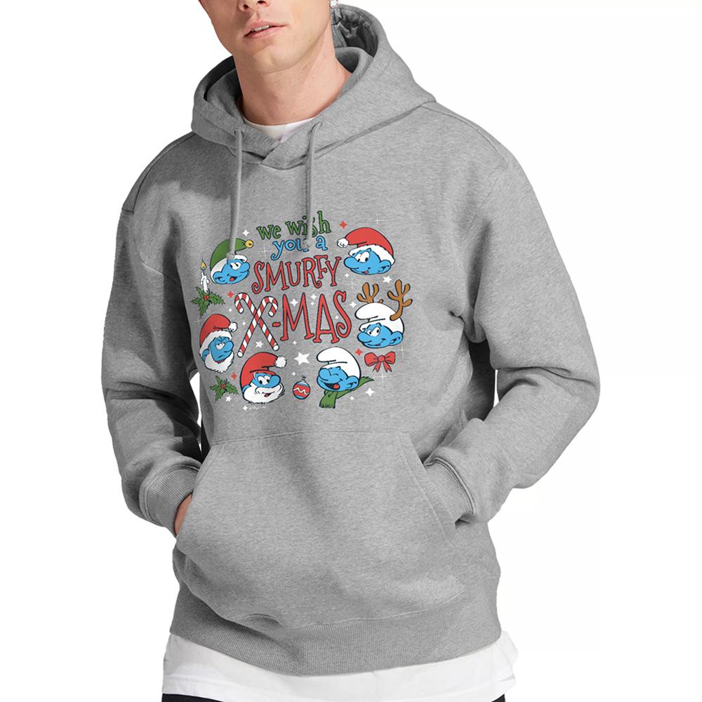 The Smurfs Unisex Adult We Wish You A Smurfy Christmas Heather Hoodie