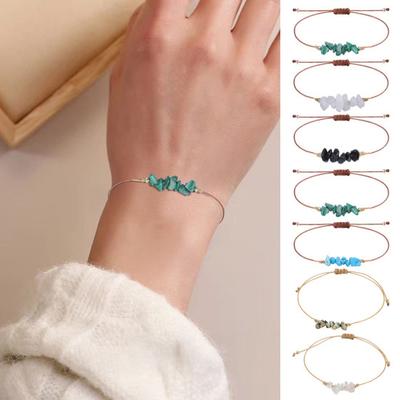 Gemstone Bracelet Women Men Adjustable Braided Crystal Bracelet Boho String Rope Bracelet Beach Anklet Gift for Friends Loved Ones
