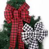 Large Christmas Unique Bow In Elegant Checkered Pattern For Seasonal Home Decor