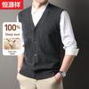 Hengyuanxiang Men's Pure Wool V-Neck Knit Vest