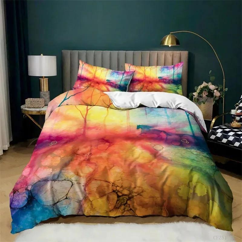 Tree of Life Duvet Cover Set Botanical Branches Leaves Bedding Set Psychedelic Mysterious Colorful Plant Polyester Quilt Cover