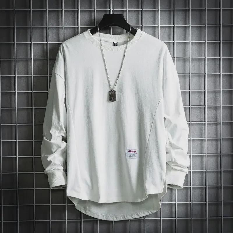 Men's Loose Fit Long Sleeve Gray T-Shirt Sweater - Korean Spring & Autumn Fashion