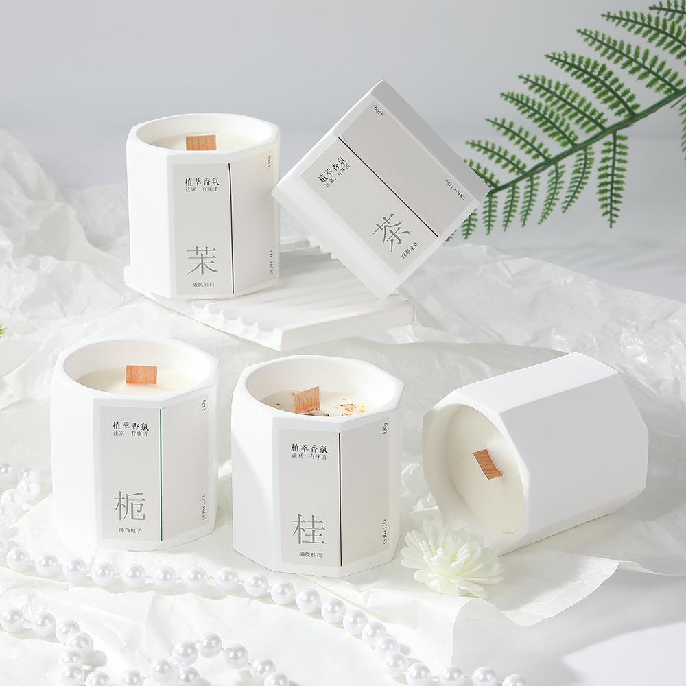 Octagonal Gypsum Vessel Velas Aromaticas Chinese Style Wax for Interior Designers ROHS Certified