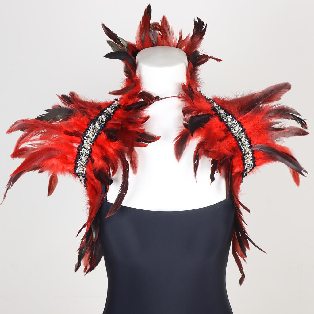 Fashion Feather Shawl Cape Stage Performance Costume Feather Vest Fake Collar Scarf Masquerade Role Playing Anime Accessories