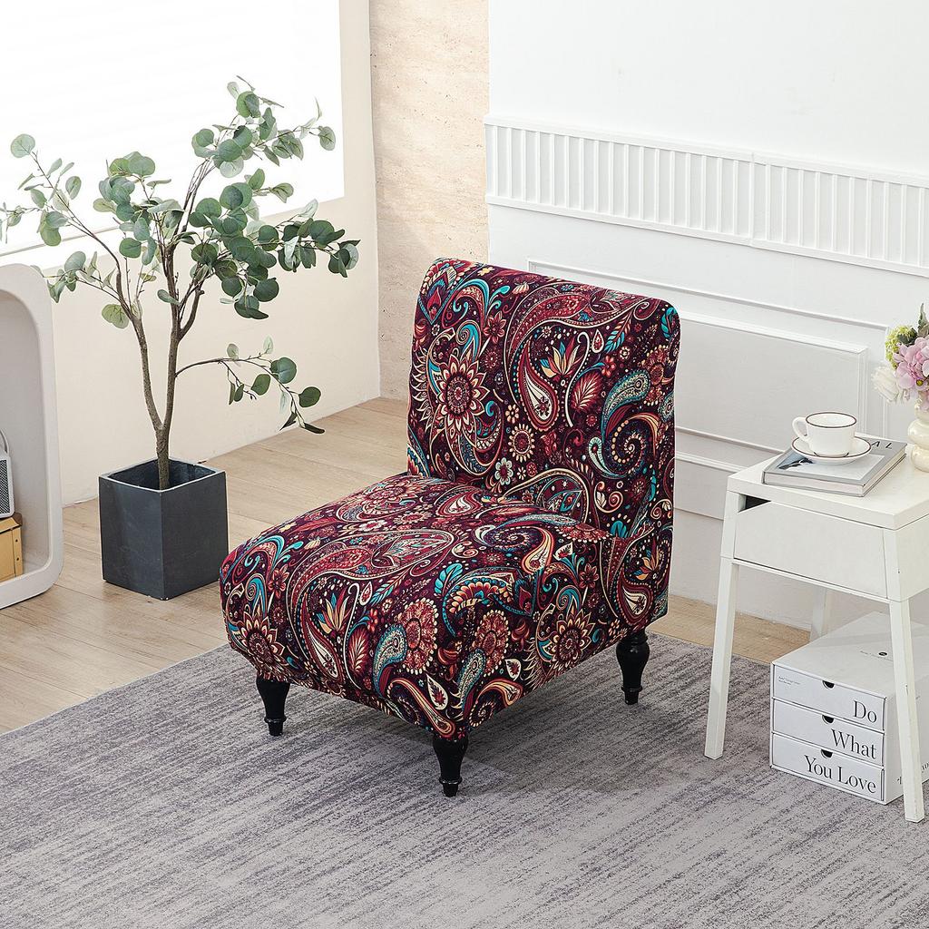New Color Elastic Printing Armless Fat Chair Cover Amazon Hot Sale Single Armless Sofa Chair Cover