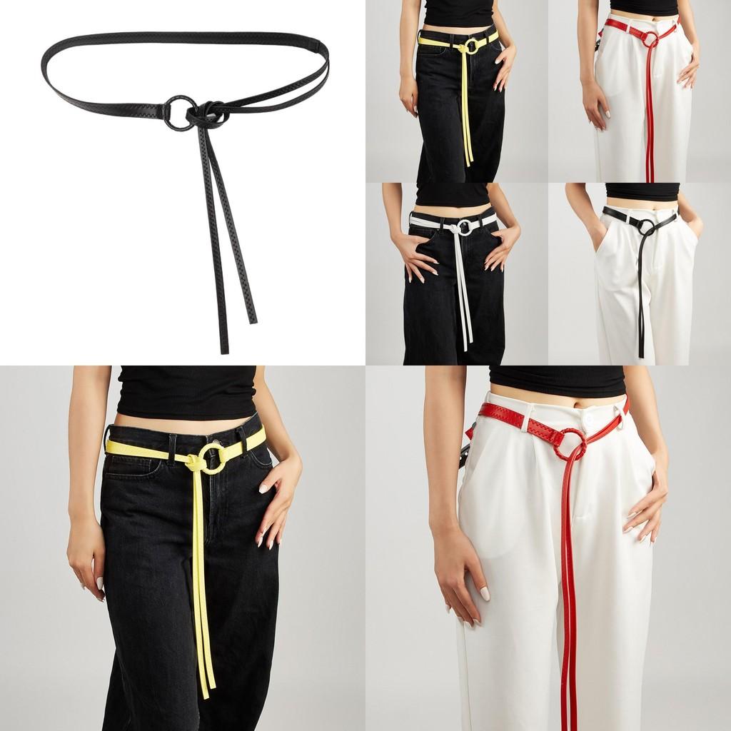 Fashion Solid Color Round Buckle Decoration Women Casual Belt For Daily Wear