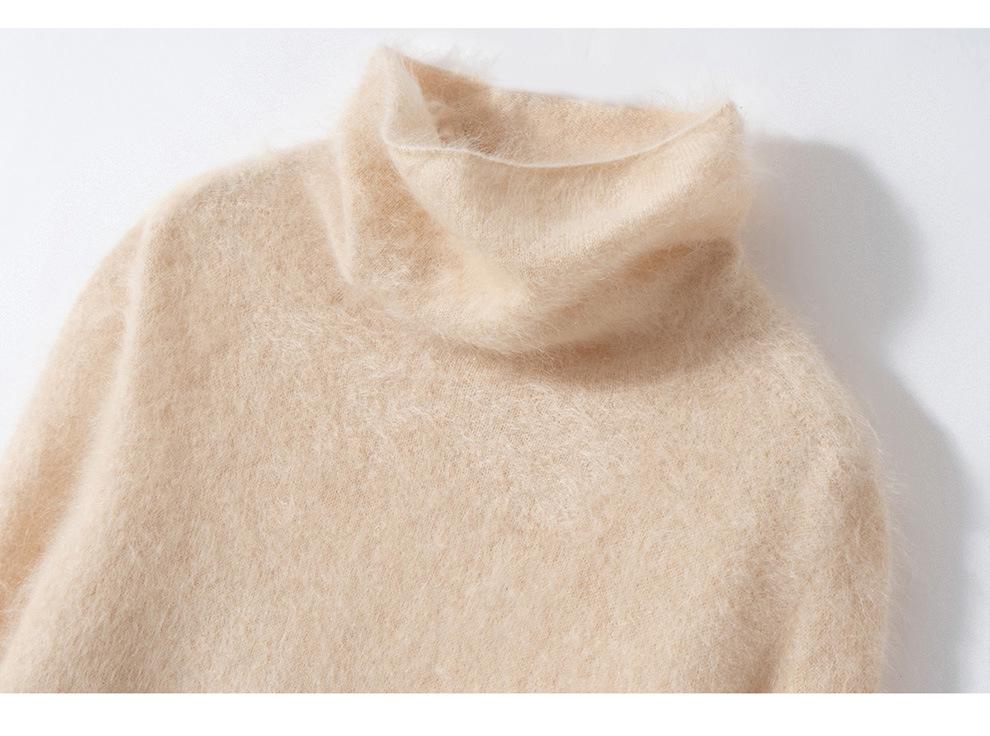 Women's High Neck 100% Cashmere Brushed Knit Sweater - Autumn/Winter Collection