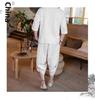 Men's Retro Chinese-Style Cotton & Linen Buttoned Three-Quarter Sleeve T-Shirt and Shorts Set