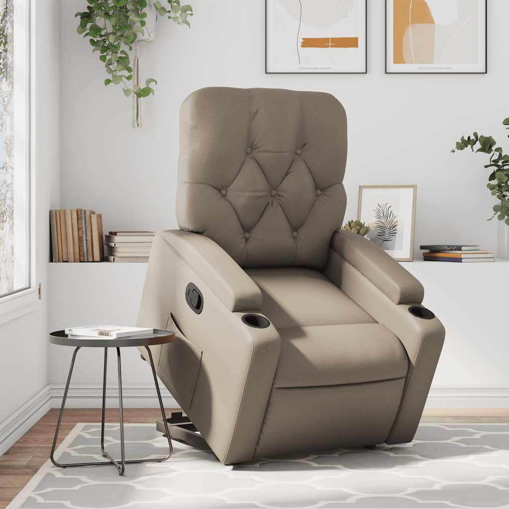 Recliner with Rising Aid Cappuccino Brown Artificial Leather