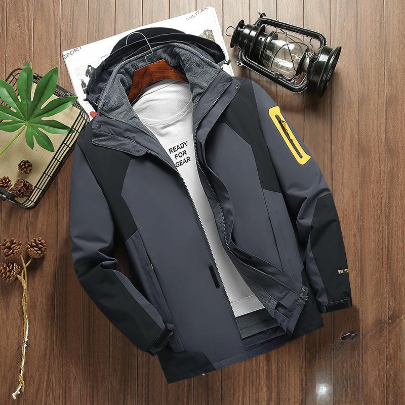 Spring and Winter Outdoor Jacket Men's and Women's Detachable Two-piece Thick Windproof Waterproof Mountaineering Clothing