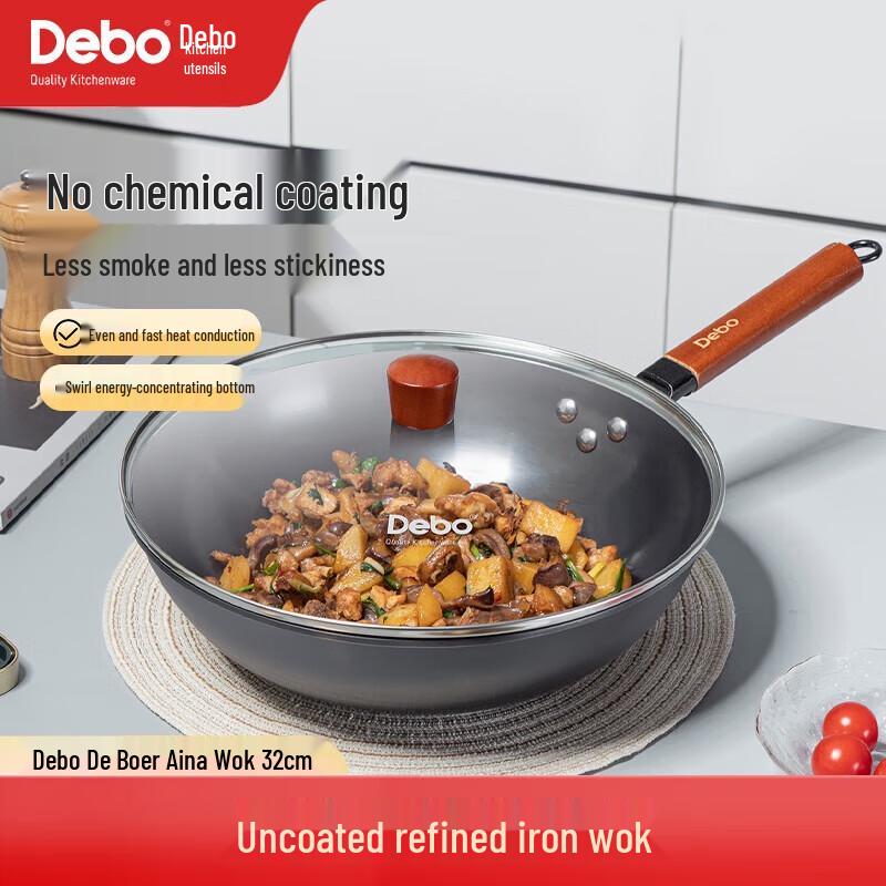 

Debo 32cm Refined Iron Non-Stick Wok