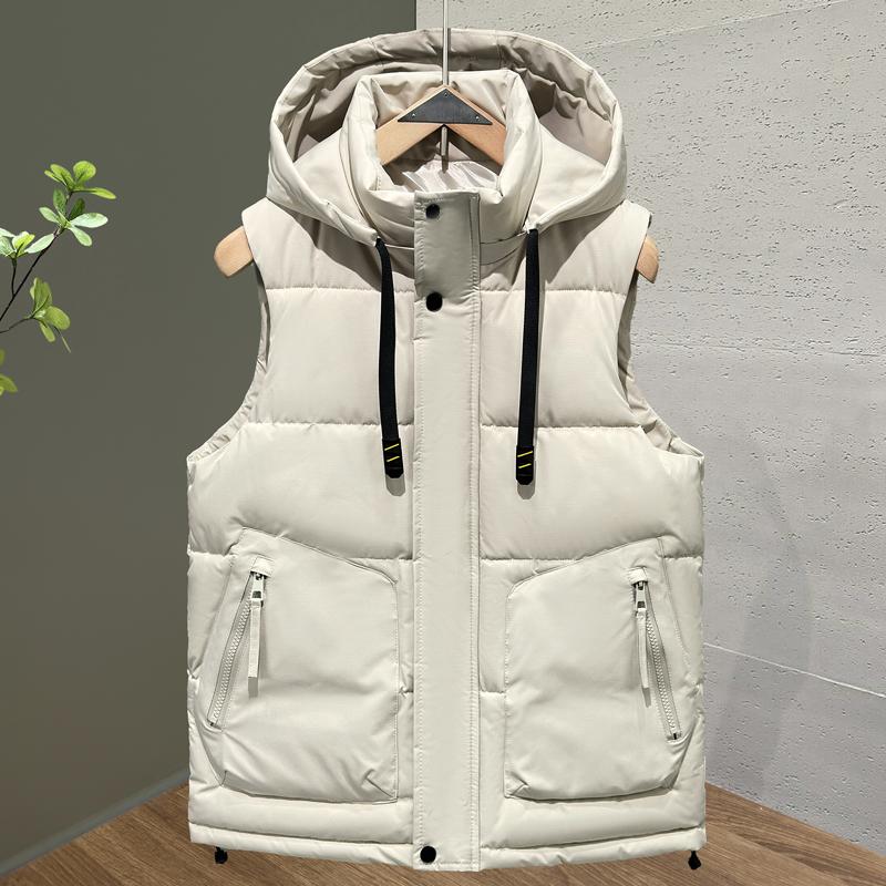 Fashion Men's Warm Vest Winter Sleeveless Jackets Hooded Plus Size Thick Man Coat