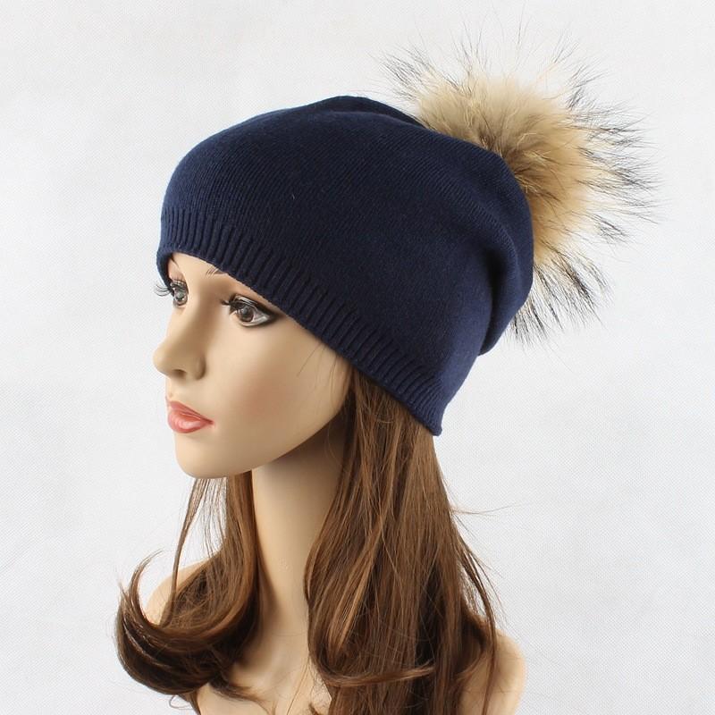 

Knitted Hat For Women Warm Fleece Beanie With No Brim For Outdoor Winter Casual Темно-синій