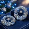 Holiday Gift for Friends 2Pcs Pearl Diamond Christmas Ornament Set, 2D Acrylic Glitter Hanging Ornaments Decor with Ribbon, Festive Tree Pendant Party
