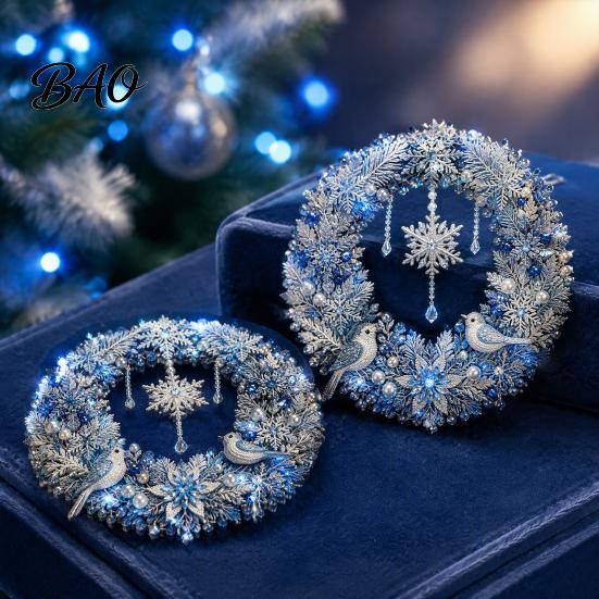 Holiday Gift for Friends 2Pcs Pearl Diamond Christmas Ornament Set, 2D Acrylic Glitter Hanging Ornaments Decor with Ribbon, Festive Tree Pendant Party