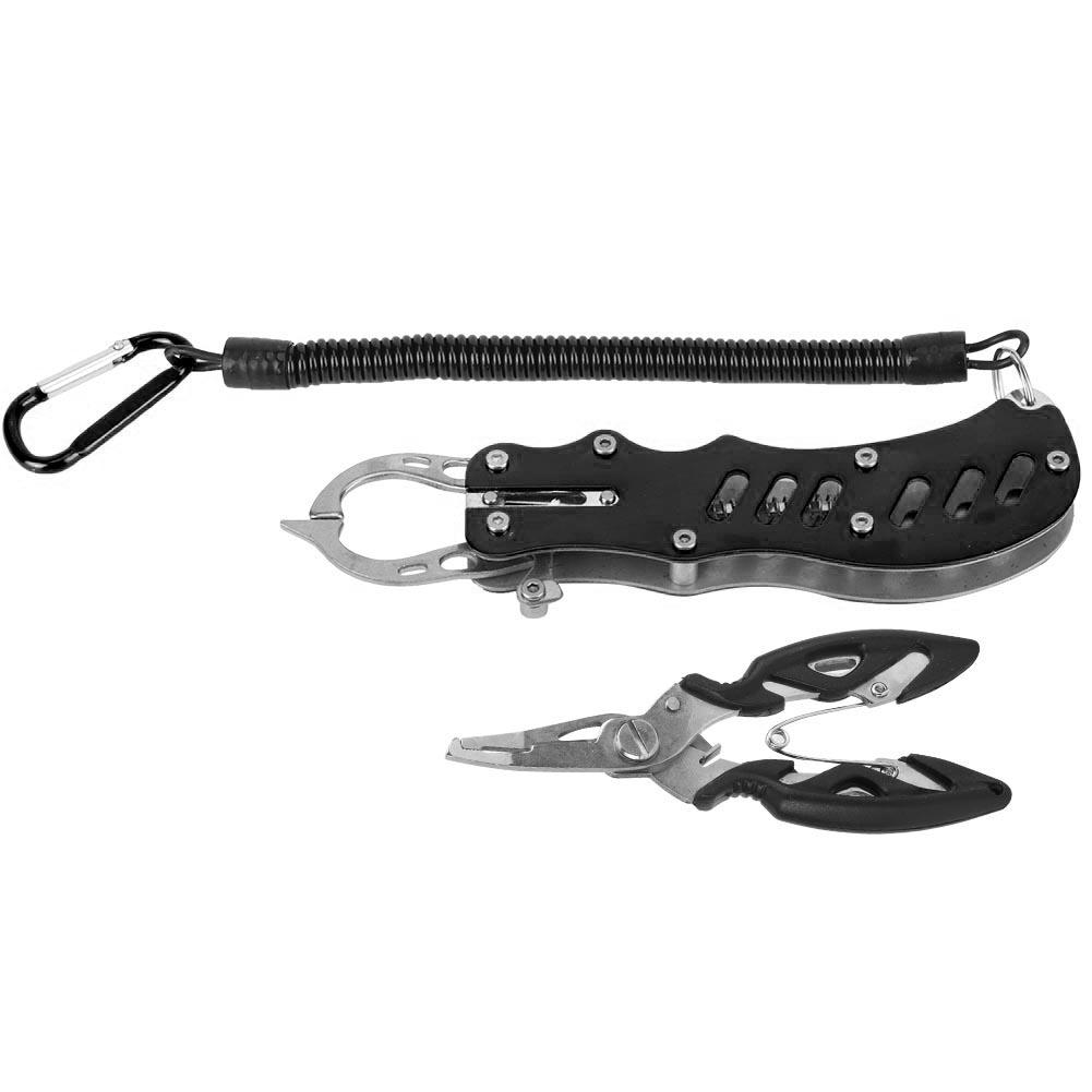 Fishing Plier Multipurpose Portable Fishing Pliers Fish Grips with Lanyard and SheathBlack