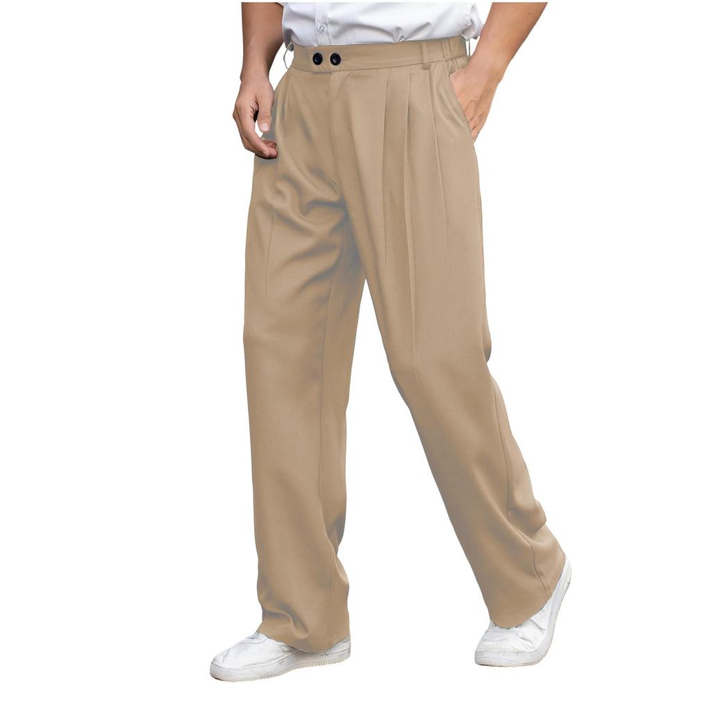 Men's Drapey Smart Casual Pants, Loose Fit Work Trousers