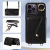 For iPhone 14 Series.for iPhone 14,14 Plus,14 Pro,14 Pro Max Shoulder Strap Rope Ring Bracket Design Card Holder Slots Lichee Pattern Cover Phone Case