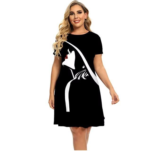 Elegante vestito t-shirt a maniche corte moda vacanza al mare abiti midi donna abbigliamento stampa 3D
