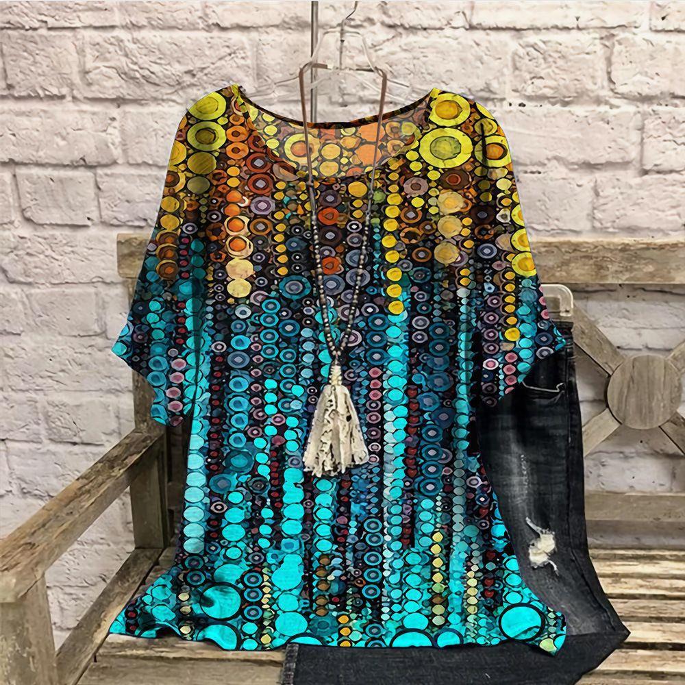 

Футболка большого размера в стиле ретро с цветными блоками и 3D-принтом, летняя, повседневная, с круглым вырезом и короткими рукавами, свободная, для похудения 6XL