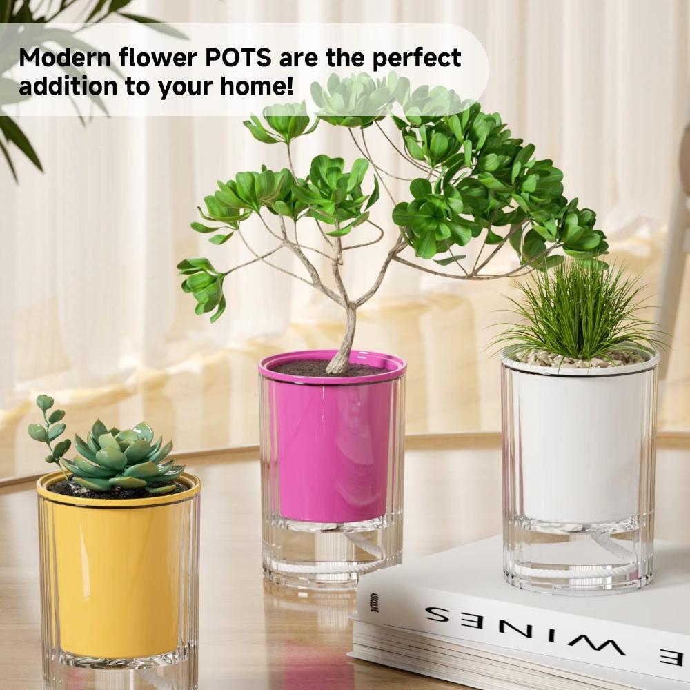 

Boho Style Hydroponic Flowerpot Transparent Automatic Water Absorbing Vase Green Plants фіолетовий