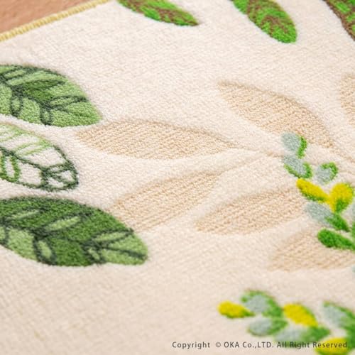 OKA Leaf Breath Kitchen Mat, Approx. 45cm x 180cm, Green (Washable, Antibacterial, Boshu, Non-Slip, Refreshing)