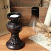 Smoked Glass Candle Holder Miniature Kerosene Lamp Resin Holder, Retro Oil Figurine with Broken Dot Shade & Carved Base, Tabletop Decor for