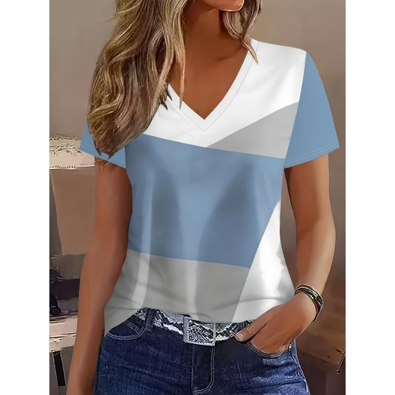 Women s Fashion Women s Street Women s V-neck Short Sleeved T-shirt S