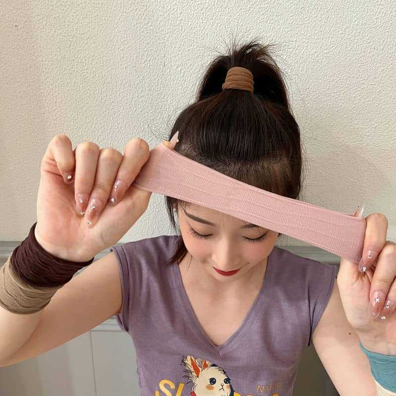 10PCS High Elasticity Durable Hair Tie Korean Style Large Rubber Band High End Fabric Headband Versatile High Ponytail Headband