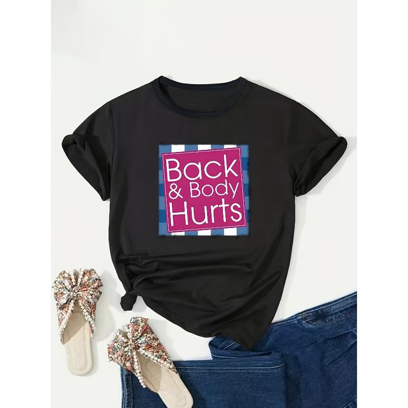 Women's Plus Size Letter Print Casual Crew Neck Tee