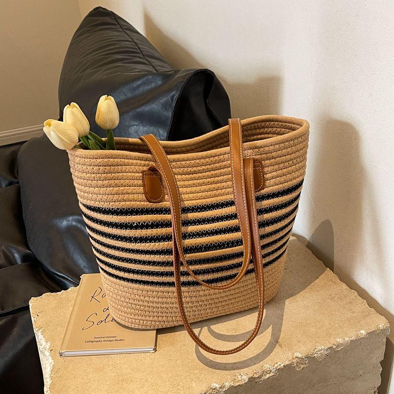 

Bag Female Easiest for Match One Shoulder Seaside Holiday Straw Woven Bag Khaki