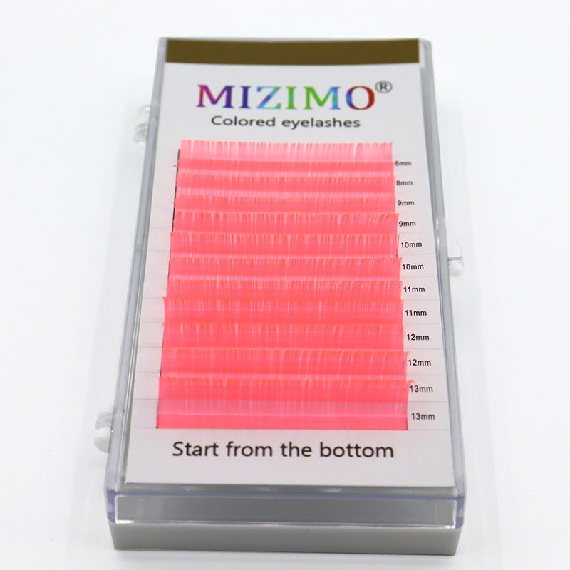 New Fluorescent Pink Colour Single Grafted False Eyelashes Soft Natural 12 Rows of Large Capacity Luminous Eye Makeup Tools