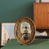 Vintage Oval Photo Frame 5.8x7.3inch Retro Styled with Wall Hook Hand Painted Home Decoration for