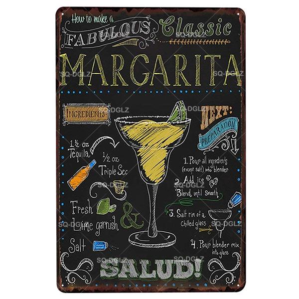 [SQ-DGLZ] Mojito Metal Sign Vintage Metal Plaque Plates Decor For Pub Bar Home Wall Decor Tin Signs Cocktail Poster Gift