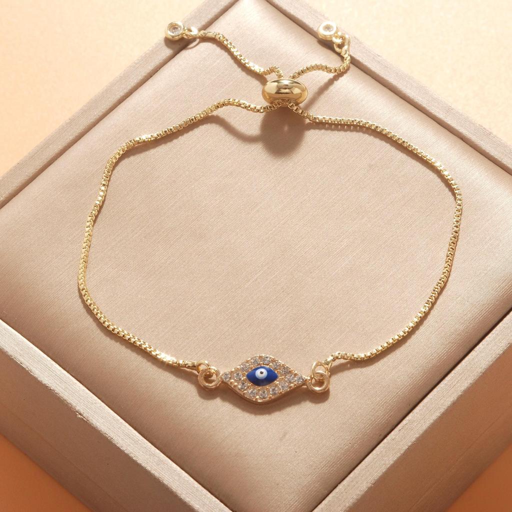 Verstellbares 8-förmiges Evil Eye Herzarmband für Damen - Europäische & Amerikanische Mode, Südostasiatischer Einfluss