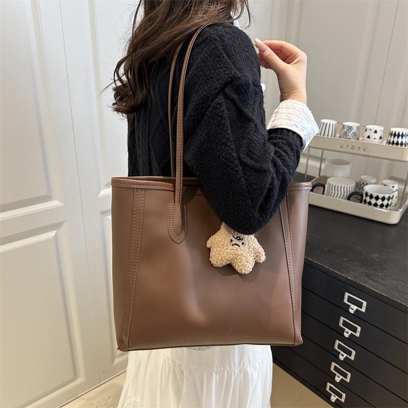 Simple Solid Color Armpit Bag for Women Large Capacity Vintage Style Shoulder Handbag