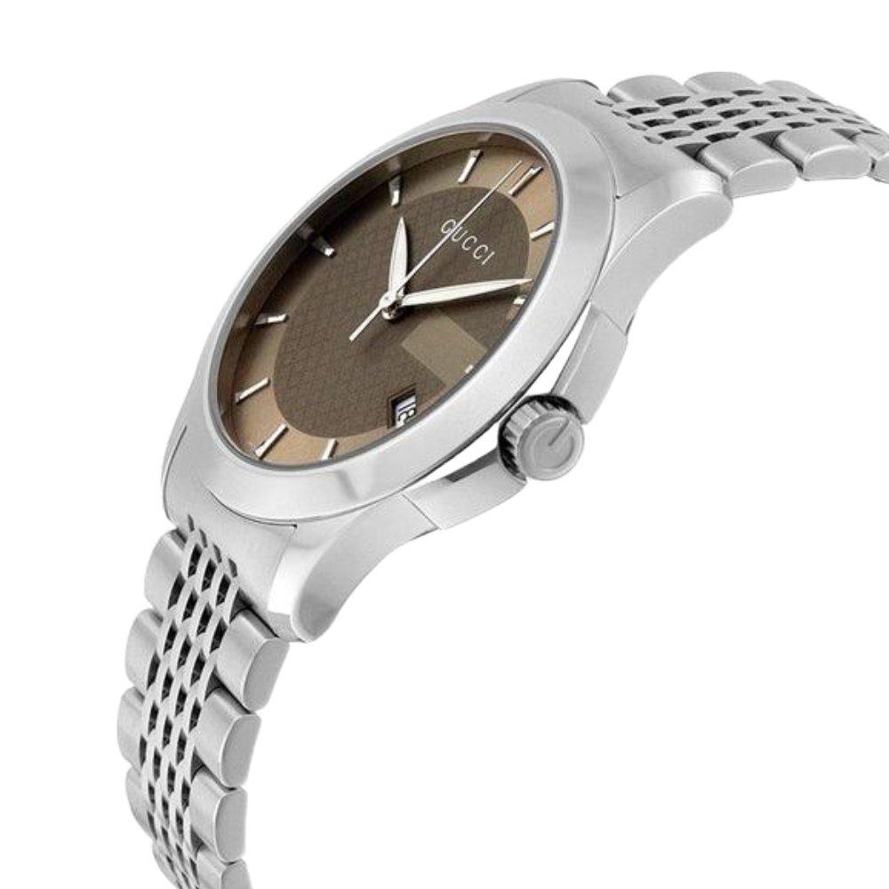 Gucci YA126406 G-Timeless Herrenuhr mit braunem Zifferblatt