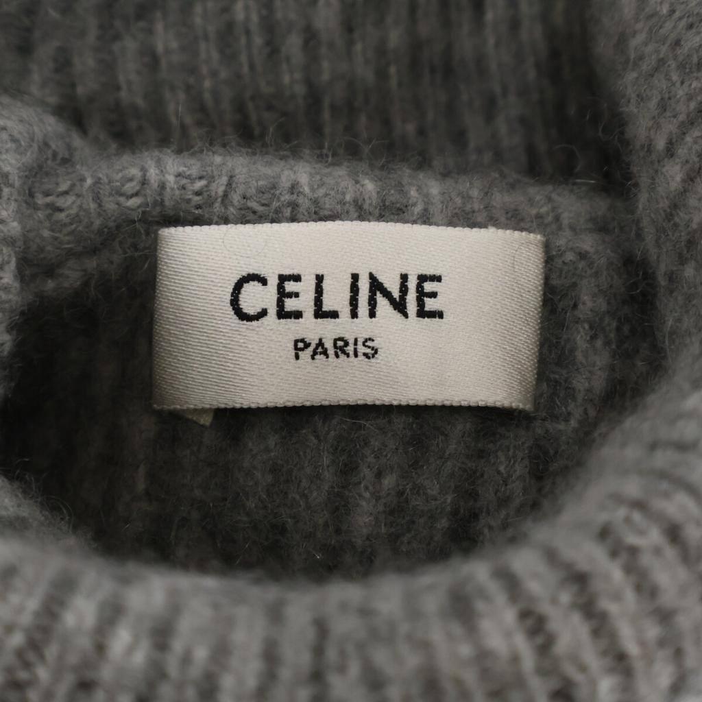 CELINE Gray 2A85T419P Turtleneck Cropped Cashmere Knit Sweater tops XS grayUsed
