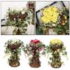 Large Flower Centerpieces w/ Rattan Vase Rose Flower Party Holiday Potted Decoration Accessories