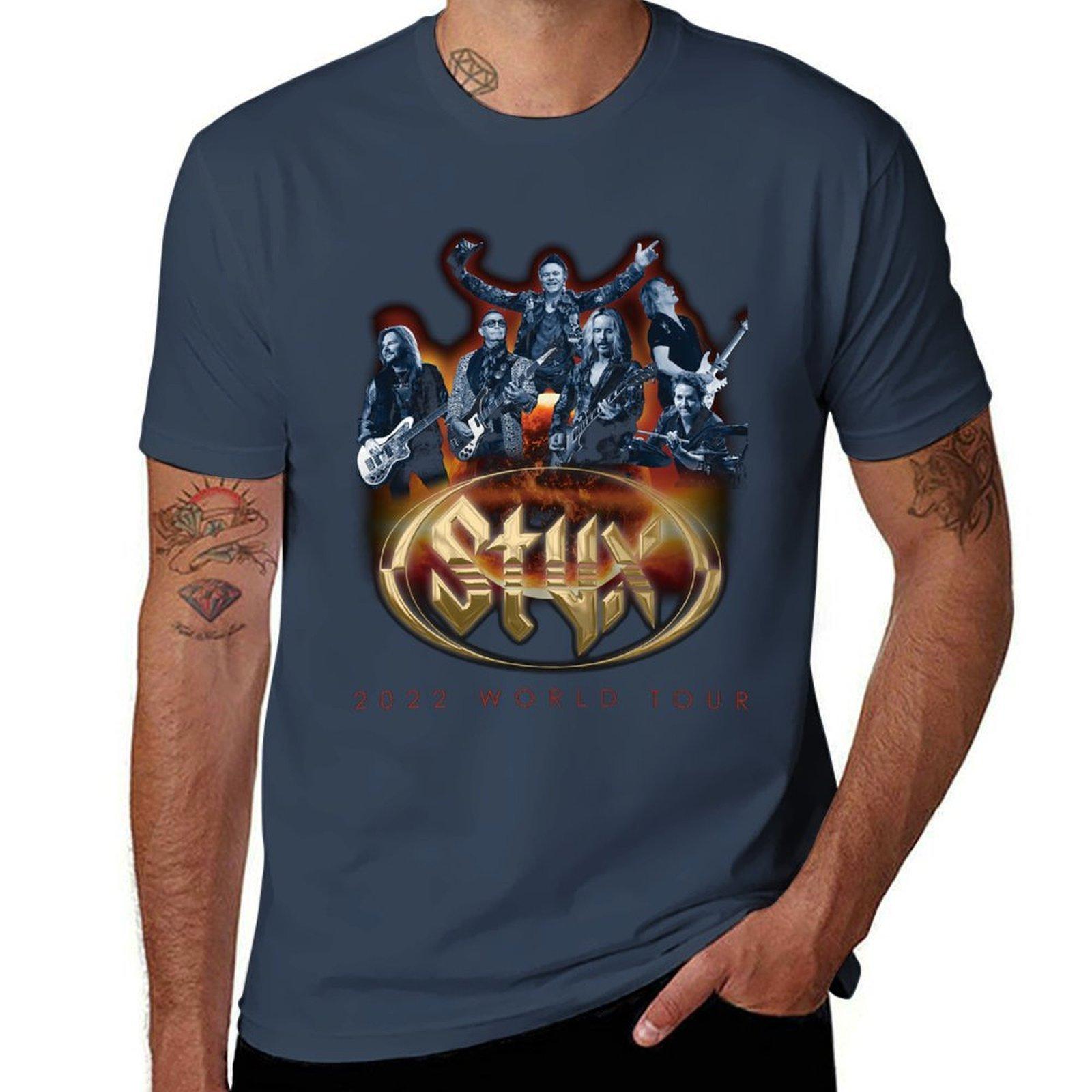 2022 Мировой тур STYX Футболка футболки хлопок 100% футболка для мужчины 100 процентов хлопка Футболка S