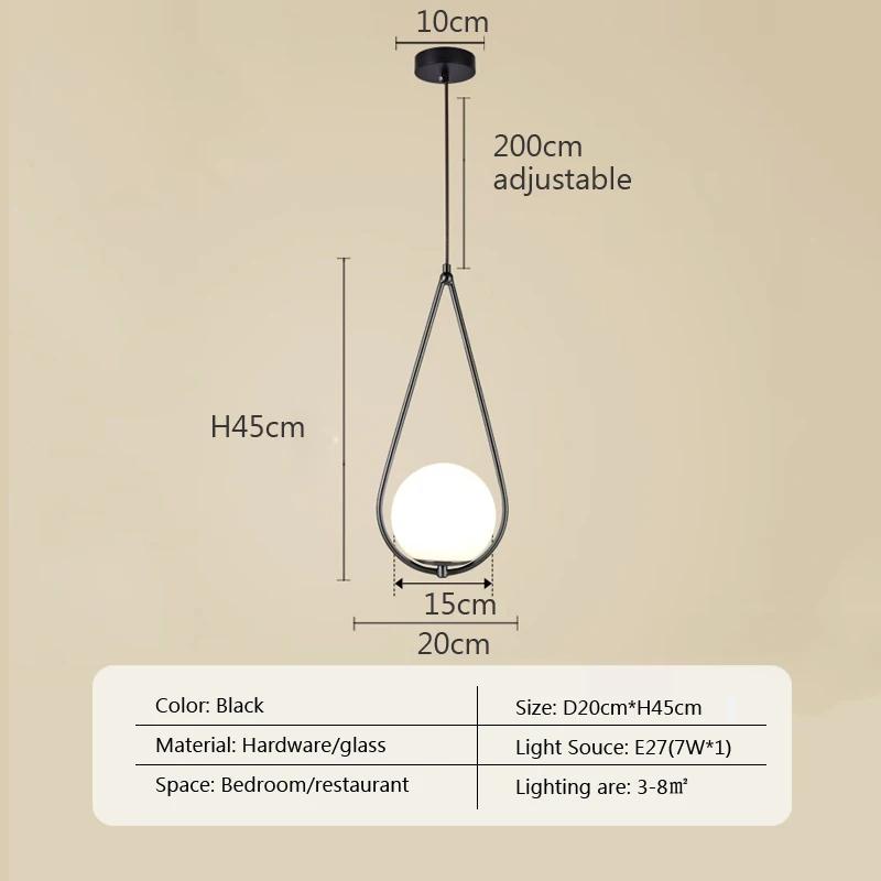 LED Modern Glass Pendant Lights Kitchen Dining Room Bedside Hanging Lamps For Ceiling High-quality Nordic Suspension Chandelier