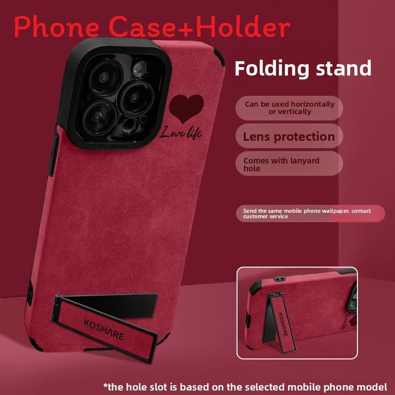 

Apple Silicone Case With Heart Design And Hidden Stand For Drop Protection Iphone 15 Plus червоний