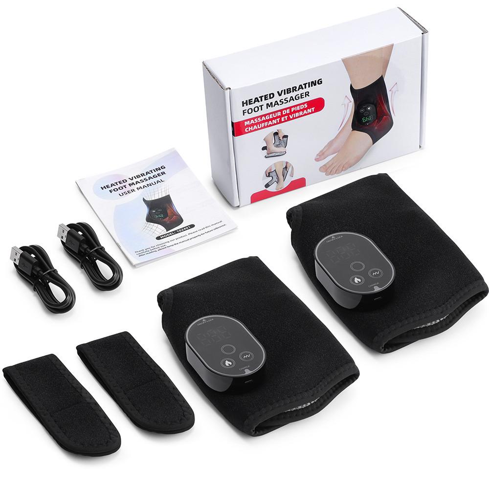 Hot Compress Vibrating Foot Massager Electric Ankle Massage Therapy Device Rechargeable Multifunctional Joint Ankle Massager