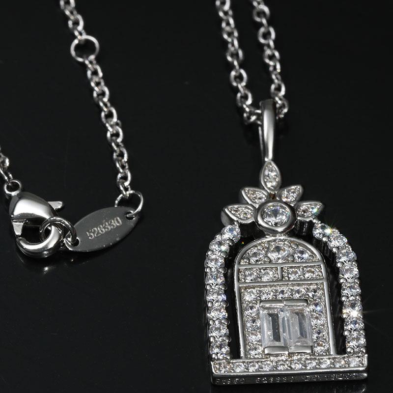 H.W Gate of Happiness White Gold Birdcage Diamond Clavicle Necklace for Women