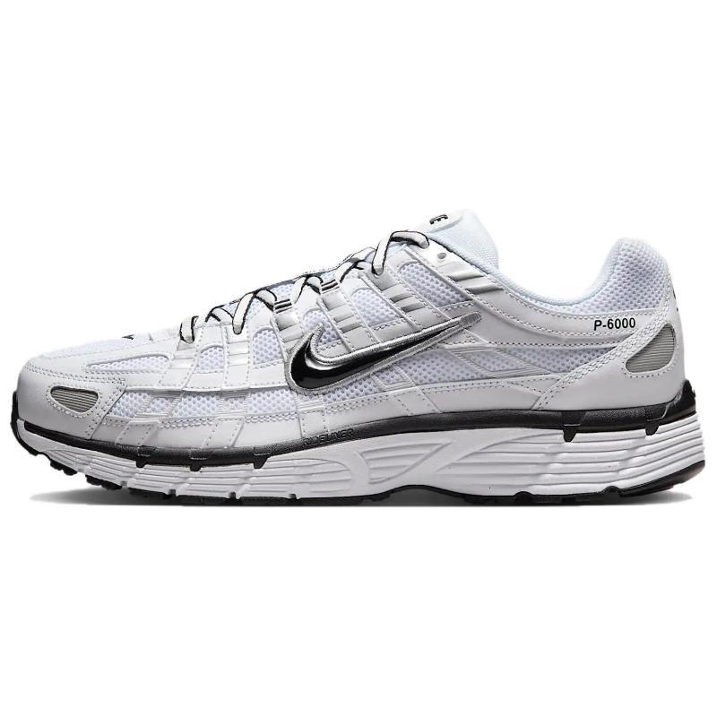 Nike P 6000 White Metallic Silver Black Sneakers
