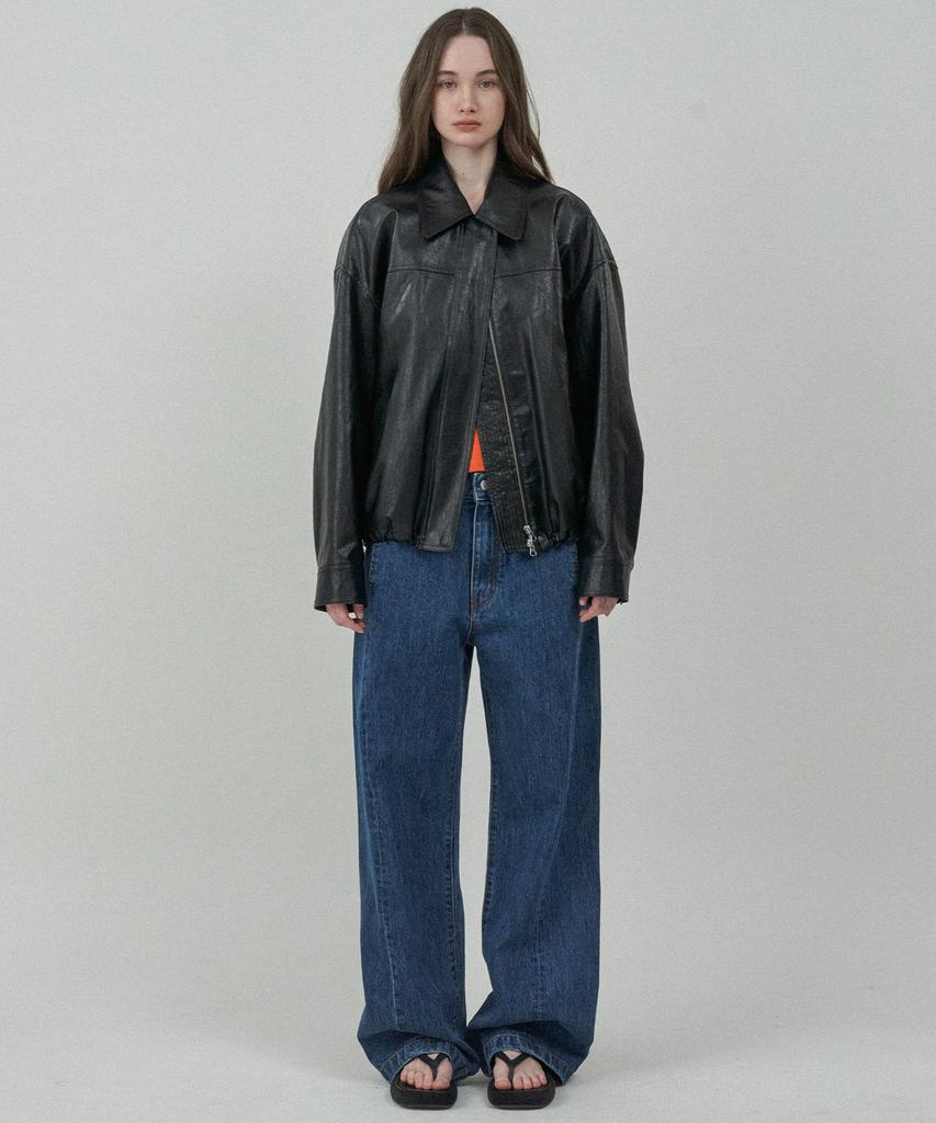 Mott Leather String Blouson - Black