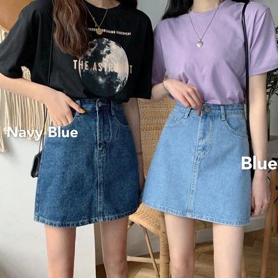 Klasický Všestranný Mladistvý Hongkong BF Bustier Vysoký Pas Tenký Ležérní Studenti A-line Obepínající Boky Krátká Sukně Paní. Letní móda džínová krátká sukně