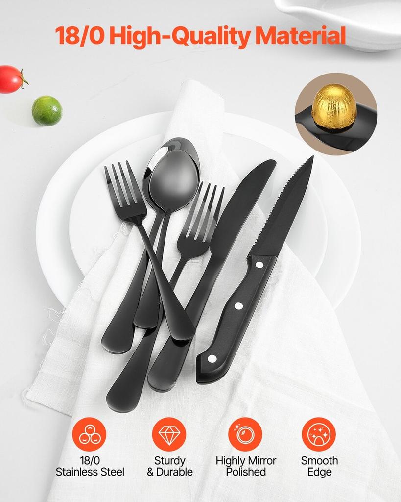 48-Piece Silverware Set Stainless Steel Cutlery Flatware Utensils for 8