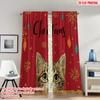 2pcs 2D Flat Printing Happy Christmas Scene Curtains Cute Christmas Cat Snowflakes Digital Printed Polyester Drapes Party &